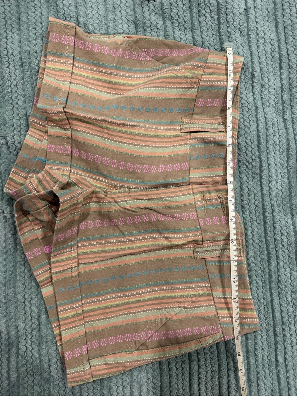 BeBop Striped High-Waist Shorts in Brown with Pink & Blue Accents